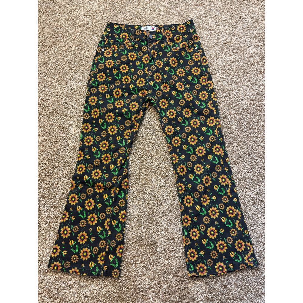 XM Sunflower Print High Waisted Flare Jeans Womens Size Large